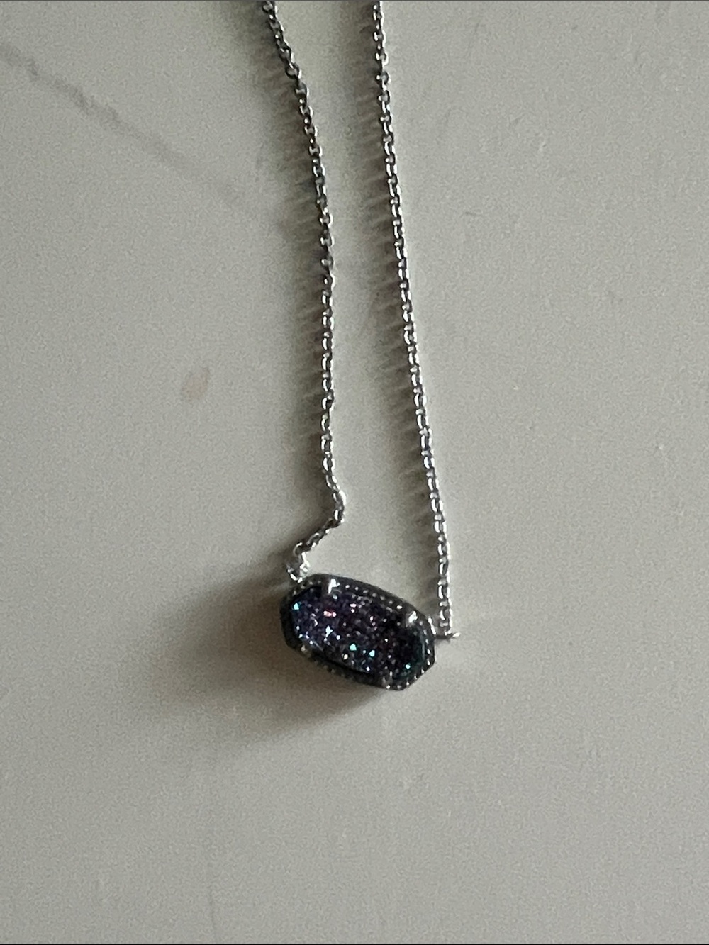 Kendra Scott Pink Druzy Pendant Necklace - Silver Chain